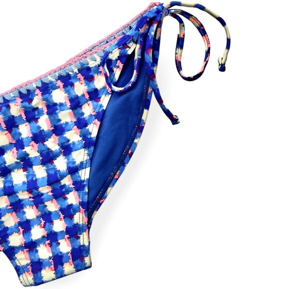 RACHEL by Rachel Roy Swimwear Side Tie Bikini Bottoms Blue/Pink/White Size L - Picture 5 of 9